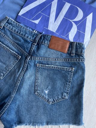 ZARA: Shorts vaquero+top fruncido cordón TM nuevo