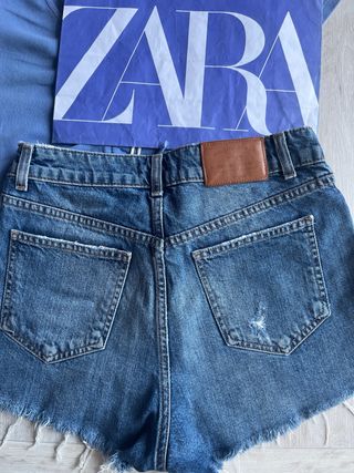 ZARA: Shorts vaquero+top fruncido cordón TM nuevo