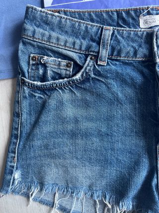 ZARA: Shorts vaquero+top fruncido cordón TM nuevo
