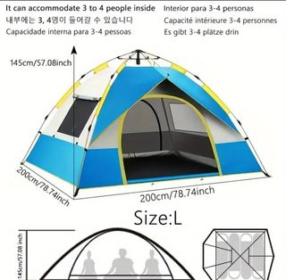 Tienda automática grande 200x200x145cm, 3, 4 pax