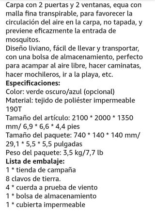 Tienda automática grande 200x200x145cm, 3, 4 pax