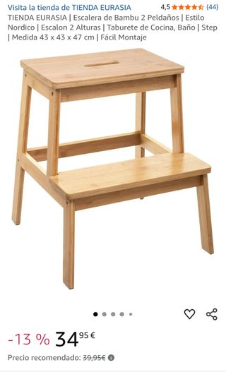 Escalera madera 2 peldaños blanca