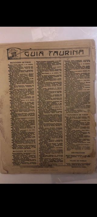 Antigua revista taurina de 1912
