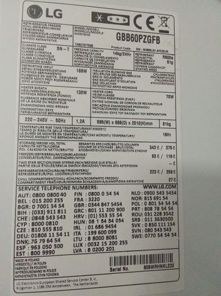 Nevera LG combi acero inoxidable