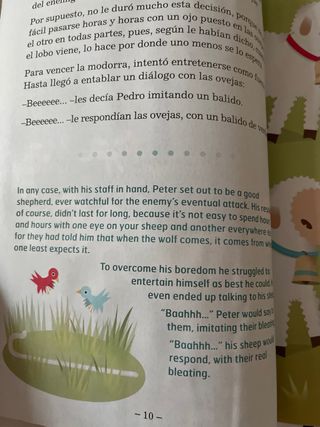 Pedro y el lobo en español en inglés