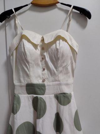 Vestido lunares verde|blanco