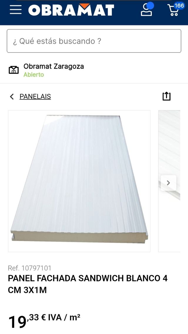 Panel Sandwich fachada 4cm (4 x 1m)