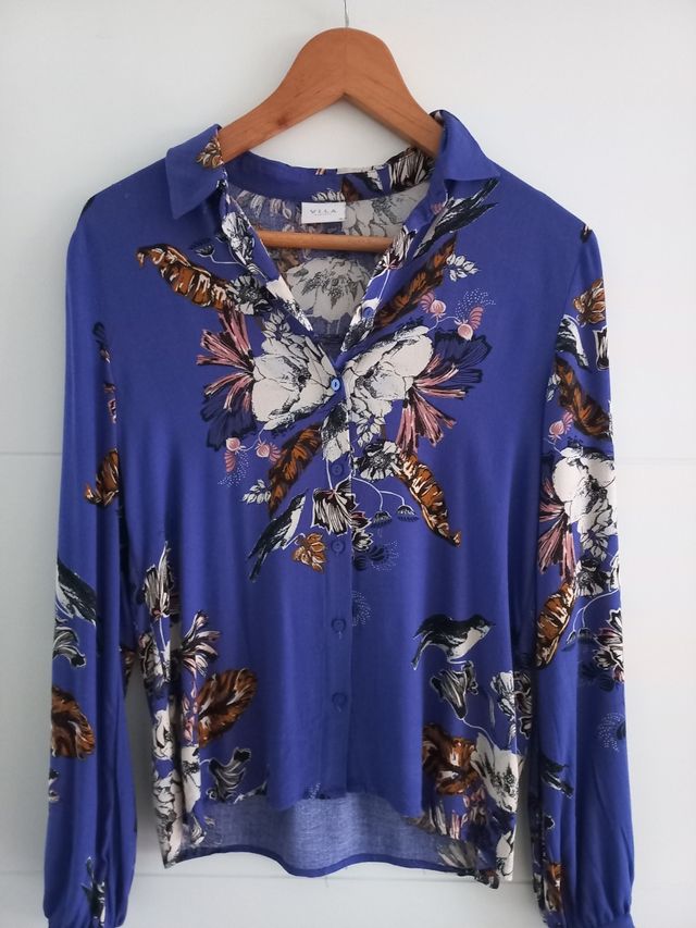Camisa / blusa mujer azul flores Vila