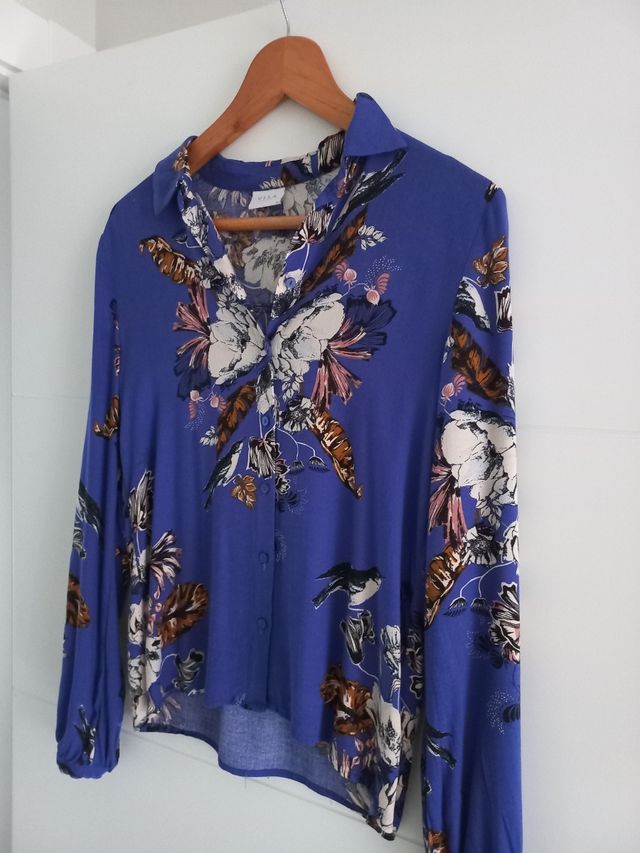 Camisa / blusa mujer azul flores Vila