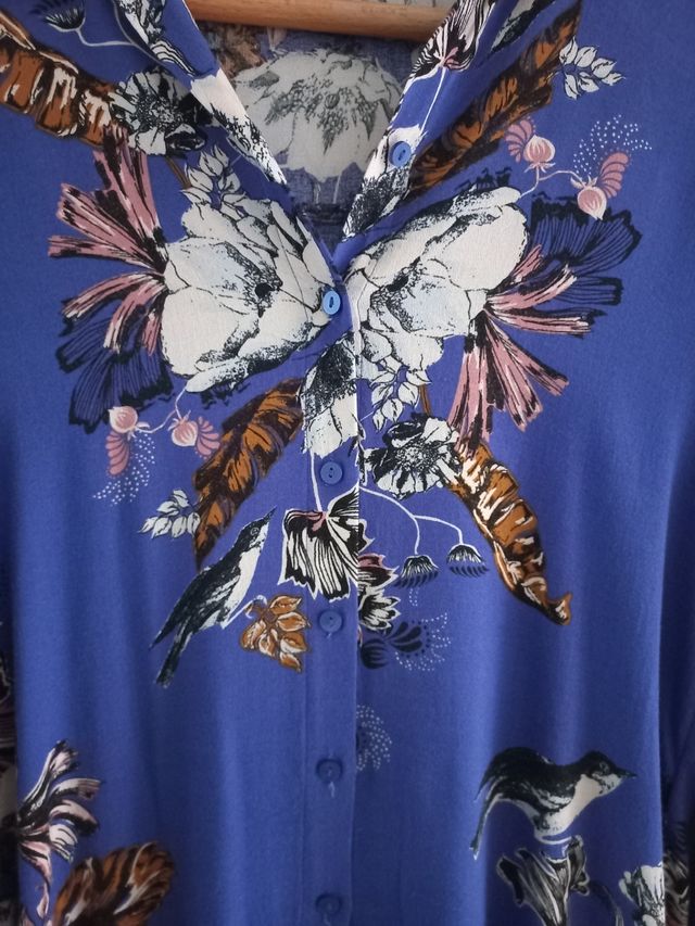 Camisa / blusa mujer azul flores Vila