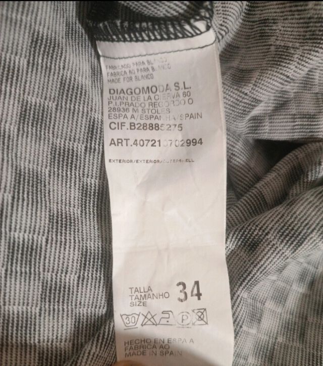 Vestido blanco y negro cuadros