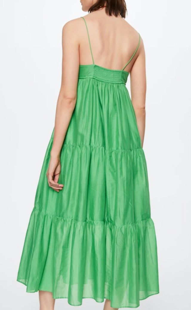 Vestido midi Mango verde tirantes