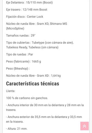 Ruedas carbono Reynolds 29" MTB
