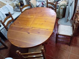 Mesa pino extensible + 5 sillas