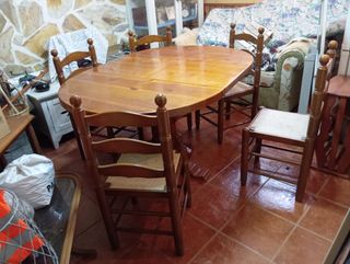 Mesa pino extensible + 5 sillas