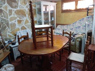 Mesa pino extensible + 5 sillas