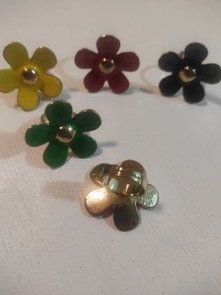 5 Anillos Flores Ajustables