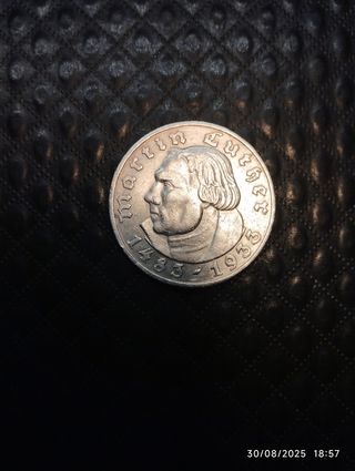 Moneda de plata 5 marcos III Reich Alemania .