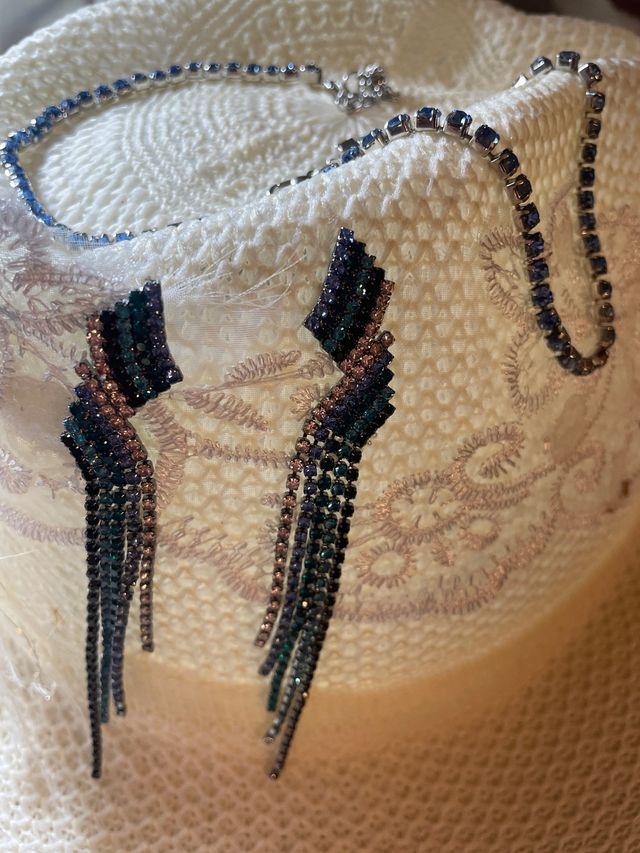 Collar y pendientes piedras azul verdoso