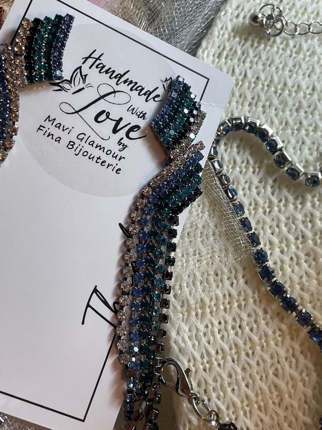 Collar y pendientes piedras azul verdoso