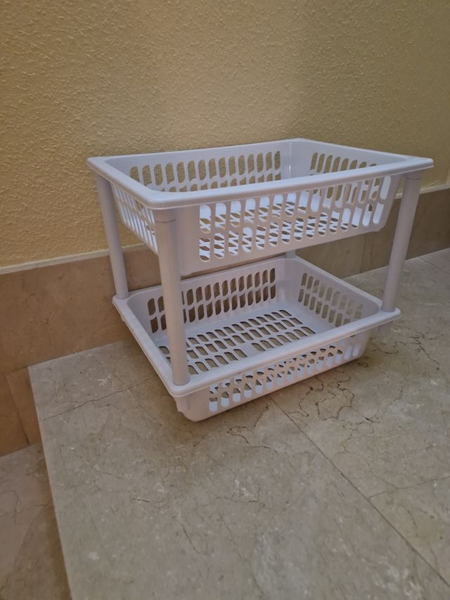 Estantería 2 niveles blanca - plástico