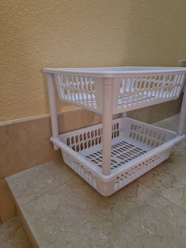 Estantería 2 niveles blanca - plástico