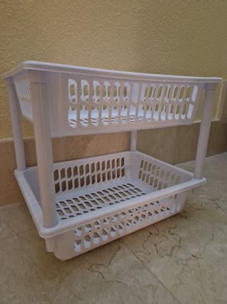 Estantería 2 niveles blanca - plástico