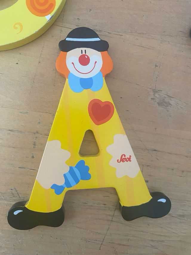 ABC de madera, payasos - 5 letras