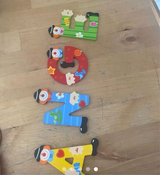 ABC de madera, payasos - 5 letras