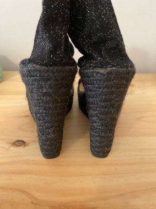 Sandalias cuña negras fiesta - T.38