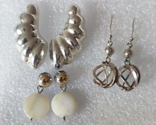 Pendientes plata Alpaca - 3 pares