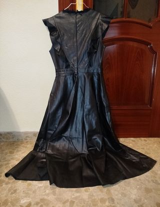 Vestido Zara cuero negro XS