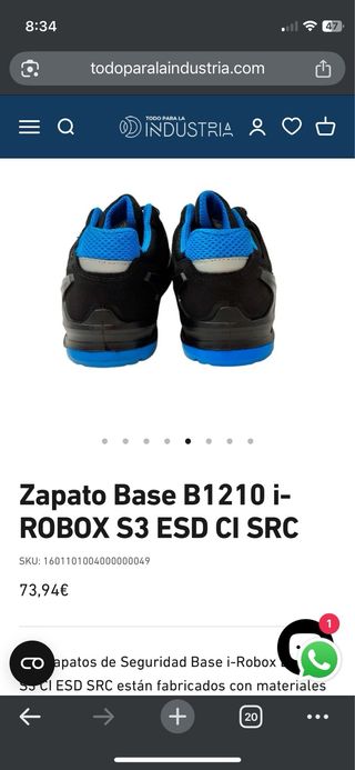 Zapatos Base Seguridad - Talla 45