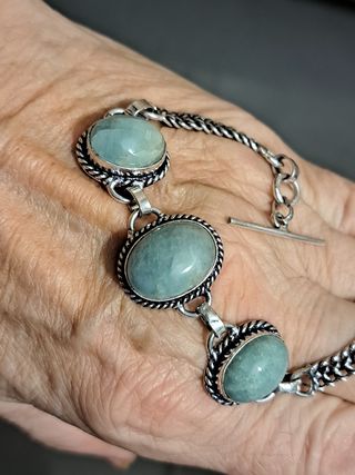 Bracciale 3 Fluoriti Verde Argento marchiato 925