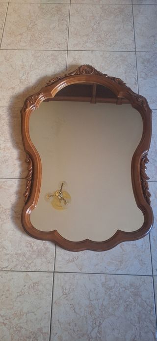 Espejo madera tallado marrón