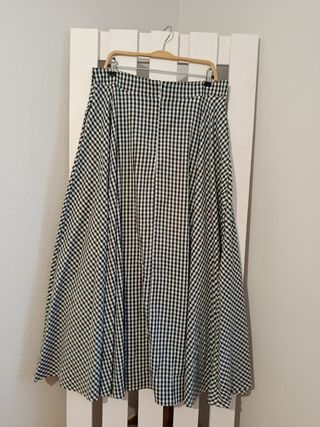 Falda larga vichy blanco y negro -XXL-