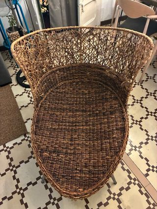 Butaca mimbre marrón - Asiento trenzado