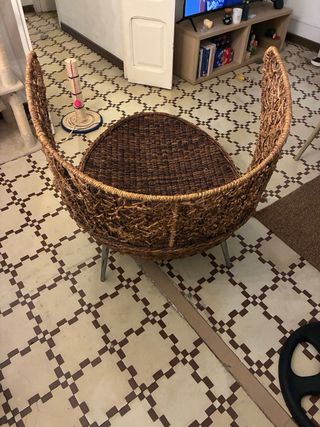 Butaca mimbre marrón - Asiento trenzado