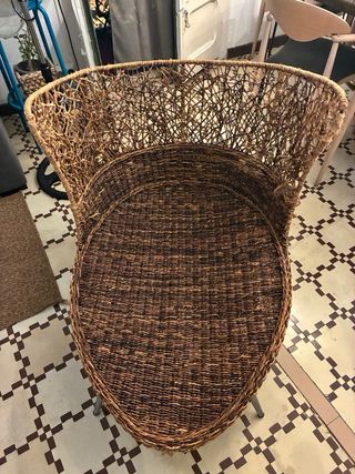Butaca mimbre marrón - Asiento trenzado
