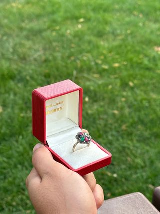 Anillo vintage en plata 925 con piedras multicolor