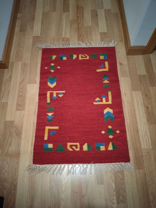 Alfombra étnica roja - Lana