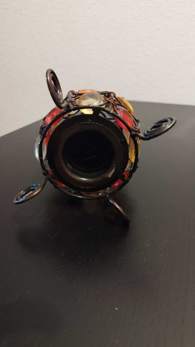 Portavelas metal y cristal