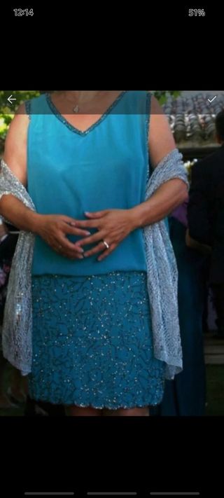 Vestido fiesta talla L - turquesa