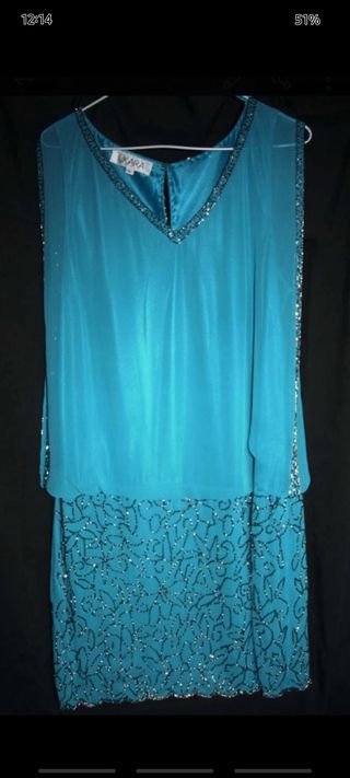 Vestido fiesta talla L - turquesa