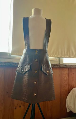 Vestido marrón - Falda con tirantes