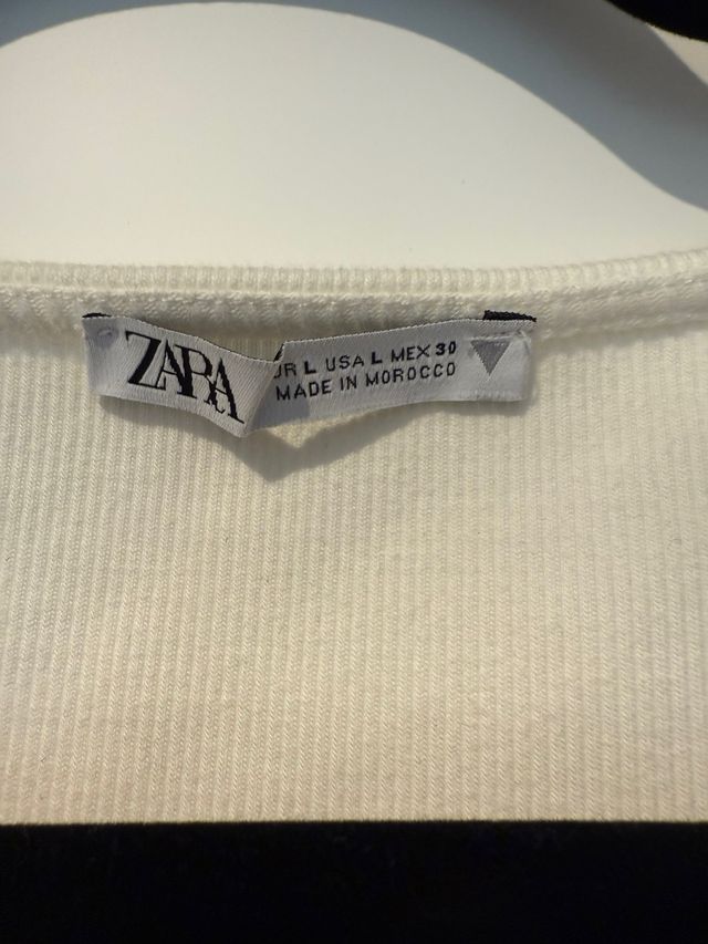 Top Zara blanco manga globo