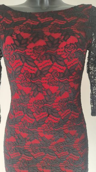 Miniabito pizzo rosso&nero