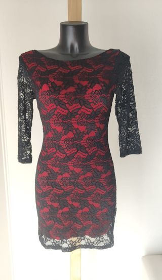 Miniabito pizzo rosso&nero