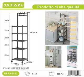Scaffale da Cucina 5 Ripiani DAJIAZU