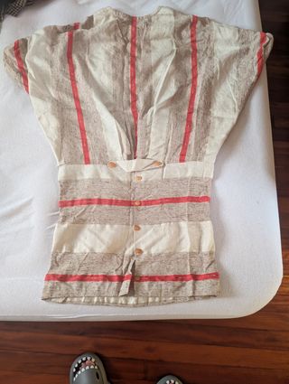 Vestido rayado beige y marrón